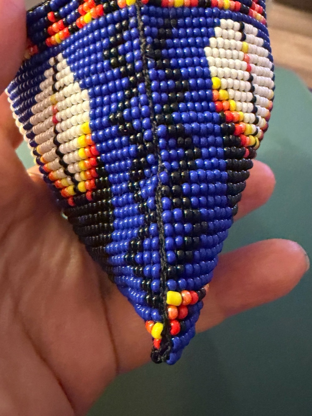 Handbeaded Blue Tribal Zip Wallet - Picture 6 of 8